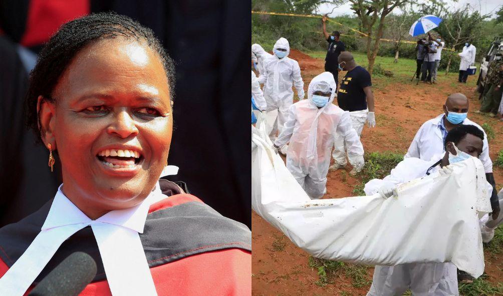 Chief Justice Koome visits the grave site as 47 bodies exhumed