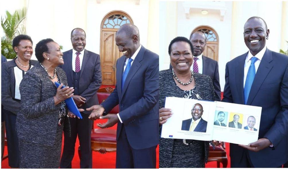 William Ruto Shares Light Moments with Uhuru Kenyatta's Sister in State House