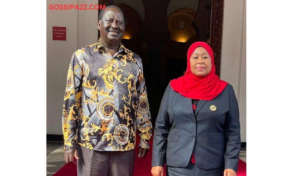 Azimio leader Raila Odinga with Tanzania President Samia Suluhu