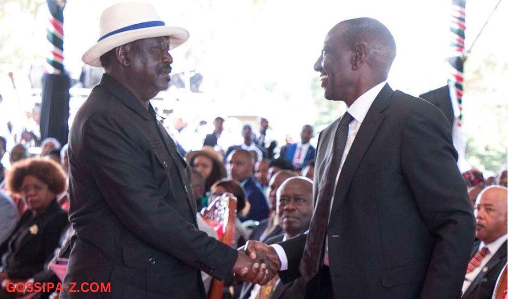 President William Ruto shakes hand with Opposition leader Raila Odinga