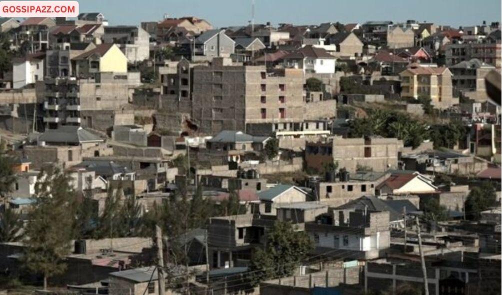 Some of the houses illegally constructed on a parcel of land owned by late billionaire Gerishon Kirima’s family in a photo taken on October 24, 2023.