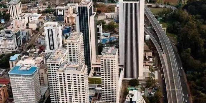 An aerial view of Nairobi Westlands and the Nairobi Expressway