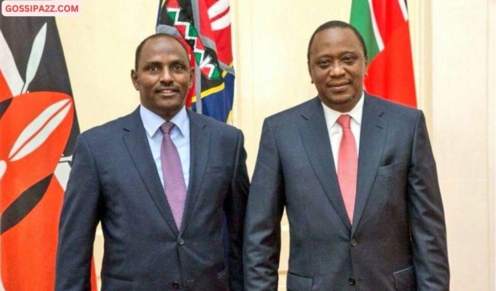 Former President Uhuru Kenyatta (right) with former Treasury CS Ukur Yatani (left)