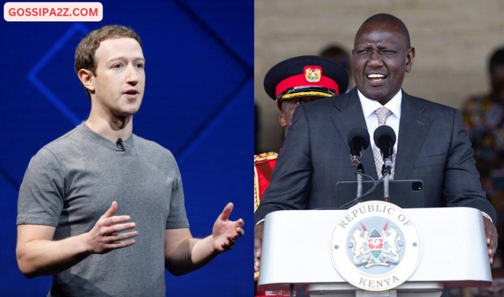 Facebook founder Mark Zuckerberg (left) and President William Ruto.
