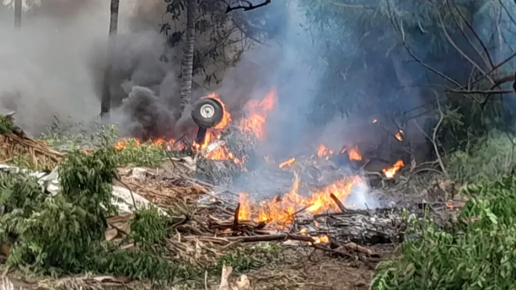 A 5Y-GOK Cesna 208 aircraft which crashed and caught fire in the Kiunga area along the border of Kenya and Somalia in Lamu County on December 17, 2023.
