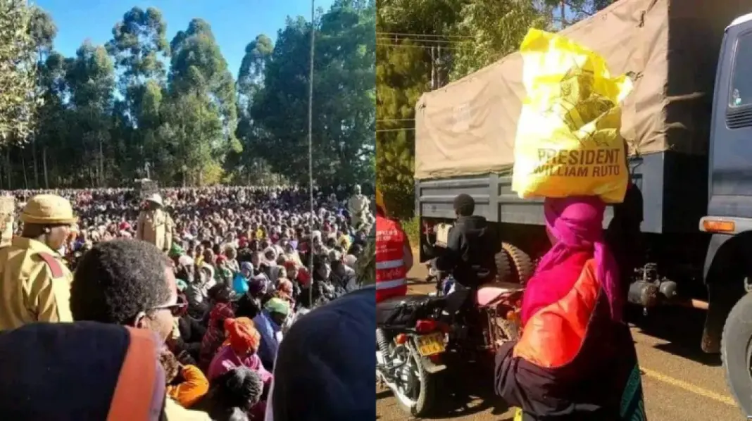 Crowds at President William Ruto's Sugoi home where he issued Christmas gifts.