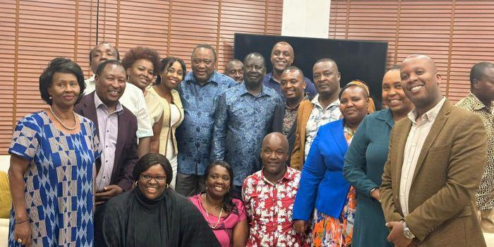 President Uhuru Kenyatta and ODM leader Raila Odinga at a meeting with Kiambu leaders