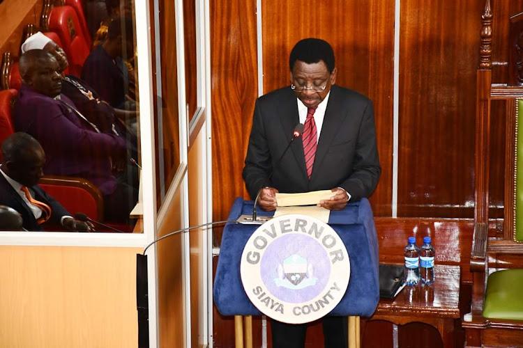 RECORD Siaya governor James Orengo during his county address at the assembly