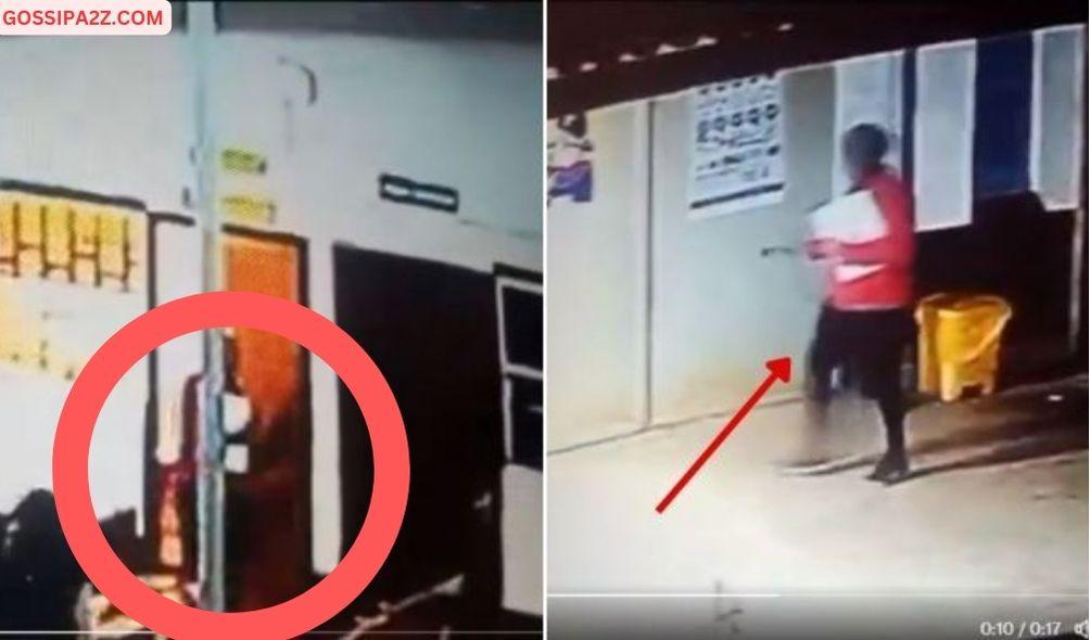 Suspect captured on CCTV leaving Murang'a Hospital carrying laptop.