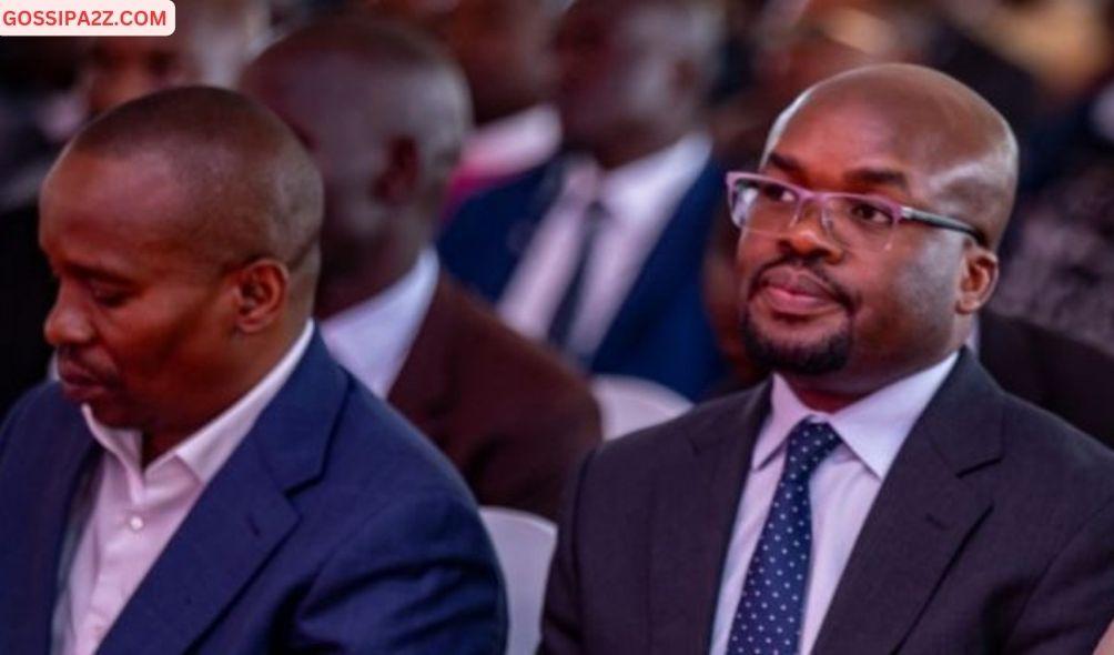 Former Interior Cabinet Secretary Kithure Kindiki (left) and Interior Principal Secretary Raymond Omollo (right) in Nyeri County at a consultative forum in Mt Kenya on April 14, 2023.