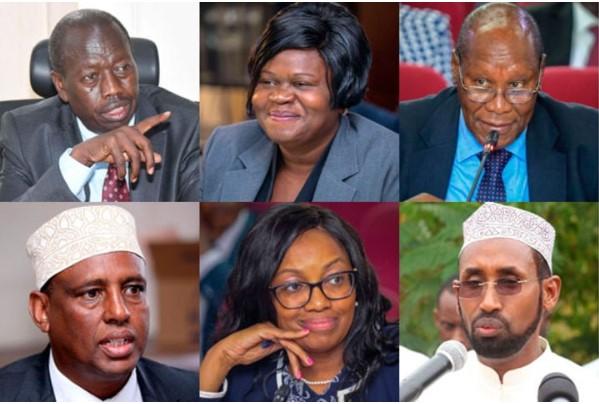 From left: Governors Benjamin Cheboi (Baringo), Gladys Wanga (Homa Bay), Julius Malombe (Kitui), Mohamud Mohamed Ali( Marsabit), Susan Kihika (Nakuru) and Mohamed Adan Khalif (Mandera).