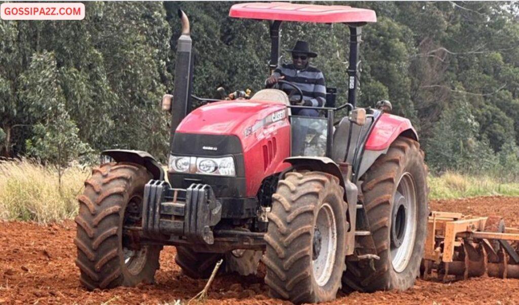 President William Ruto ploughs his farm on April 9, 2023.