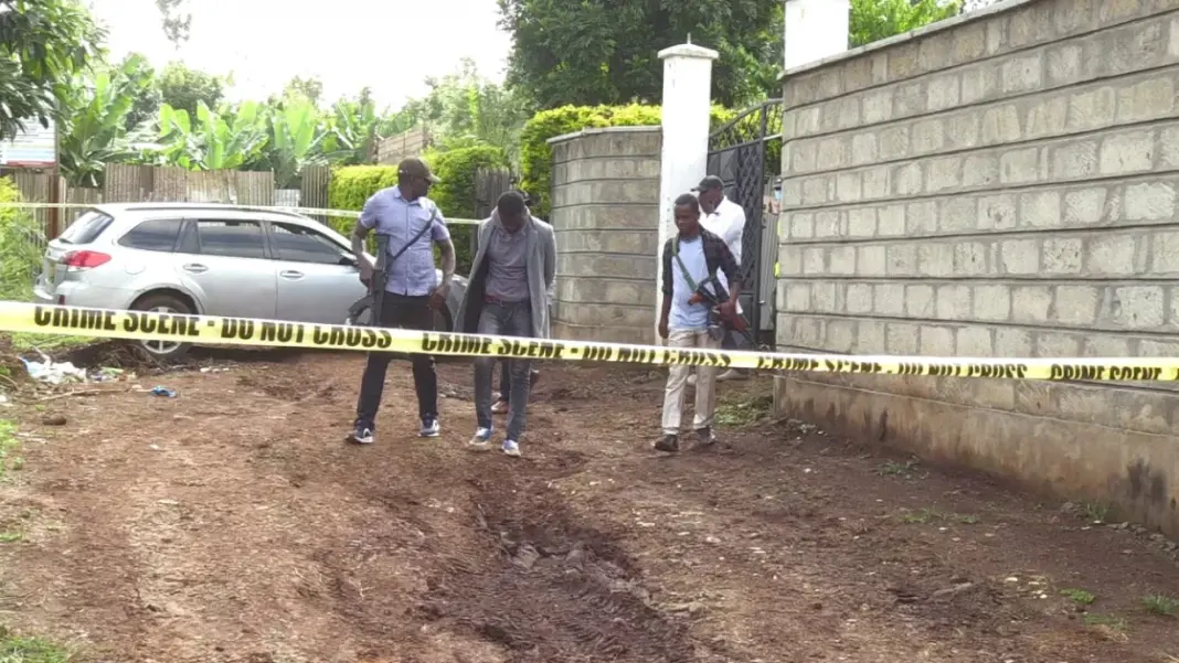 Detectives at the home of Brian Mwenda--a boda boda rider--suspected of involvement in murder of Meru-based blogger Sniper on Sunday, January 7.