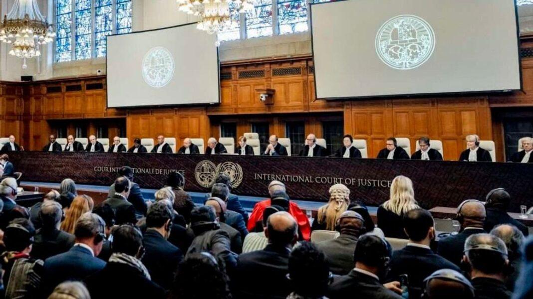 International Court of Justice judges give verdict announcement in the genocide case against Israel, brought by South Africa in The Hague, Netherlands on January 26, 2024