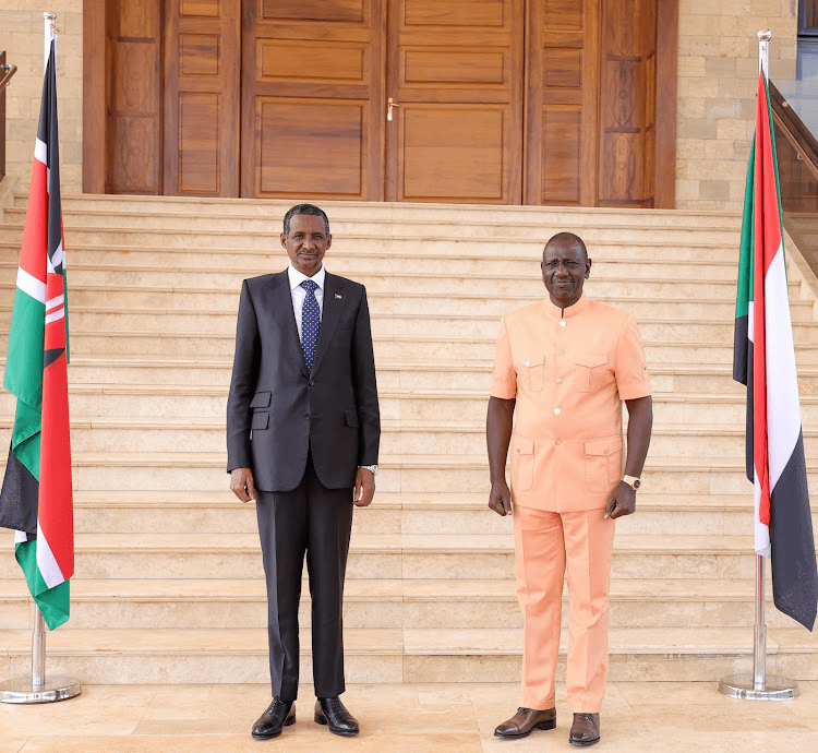 President William Ruto with the leader of Rapid Support Forces Gen. Mohamed Hamdan Dagalo at State House, Nairobi on January 3, 2023.