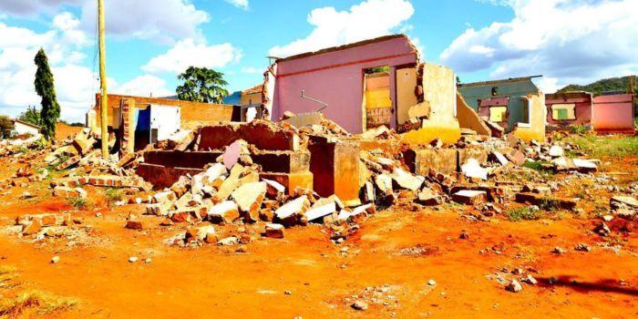 Scene of demolitions at Msambweni, Mombasa on January 26, 2024.