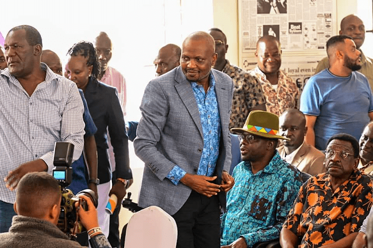 Public Service, Performance and Delivery Management Cabinet Secretary Moses Kuria arrives in Kisumu for the memorial service of the late Mzee Jaramogi Oginga Odinga on January 20, 2024.