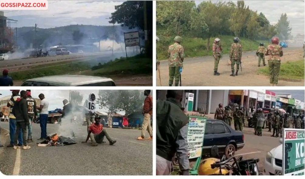 Bomet residents stage protests along the Kericho- Bomet Highway on February 7, 2024