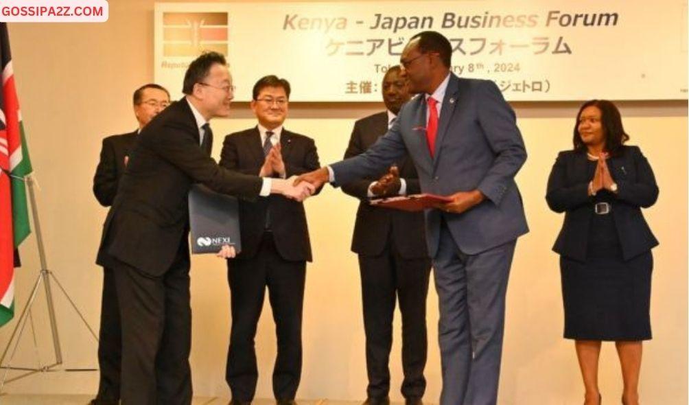 Treasury Principal Secretary Chris Kiptoo and Atsuo Kuroda, CEO of Nippon Export and Investment Insurance (NEXI) during the issuance of Samurai Bond in Tokyo, Japan on February 8, 2023.