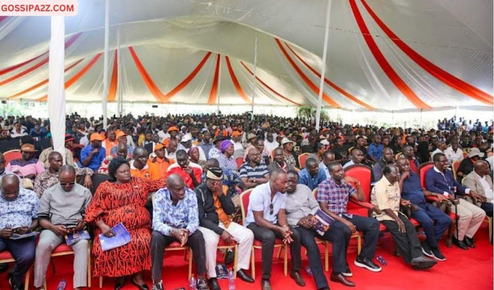 ODM MPs led by Oburu Odinga, Moses Kajwang, Edwin Sifuna and Opiyo Wandayi at a burial in Karachuonyo constItuency on February 12,2024