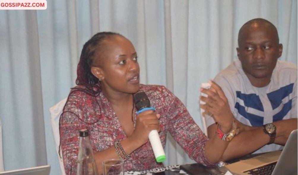 Journalists Chemutai Goin (left) and Duncan Khaemba (right) during a parliamentary committee meeting on Friday, April 14, 2023.