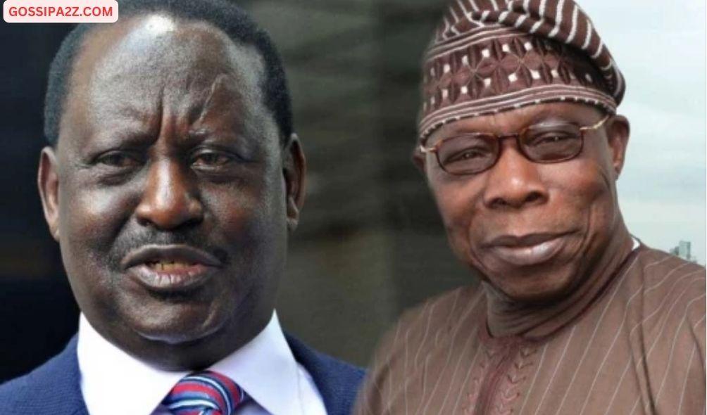 Former Prime Minister Raila Odinga together with Ex-Nigerian President Obasanjo