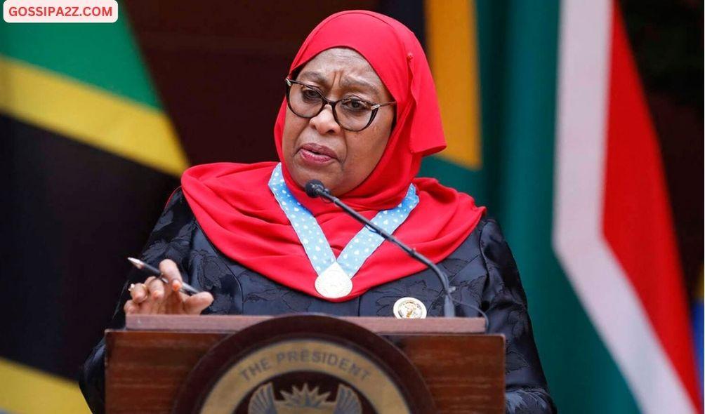 Tanzanian President Samia Suluhu Hassan speaks at a press conference during her state visit to South Africa at the Union buildings in Pretoria on March 16, 2023.