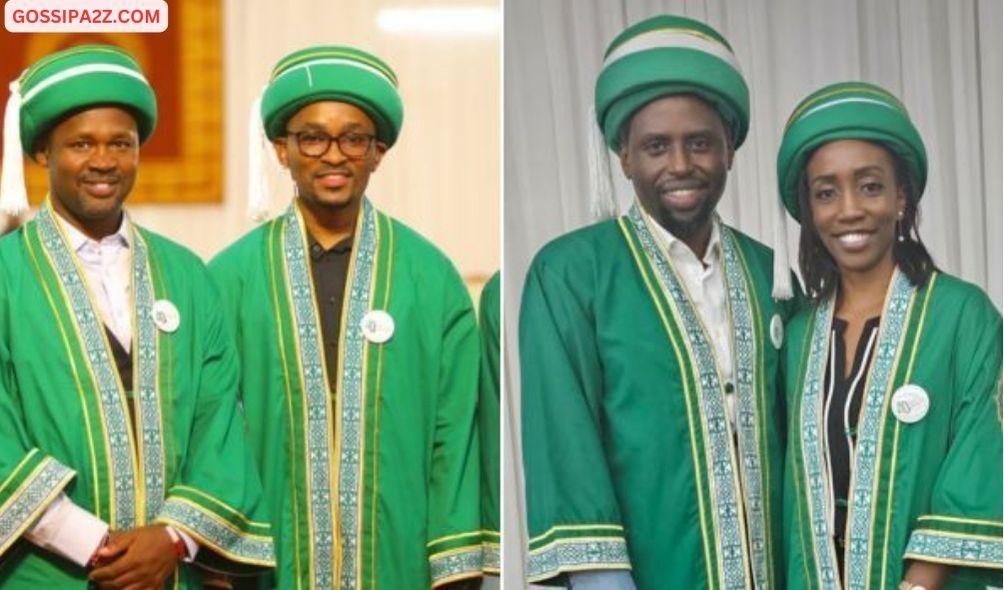 Collage of Citizen Television News Anchor Sam Gituku (left) and Yvonne Okwara with their fellow graduates on February 17, 2023.