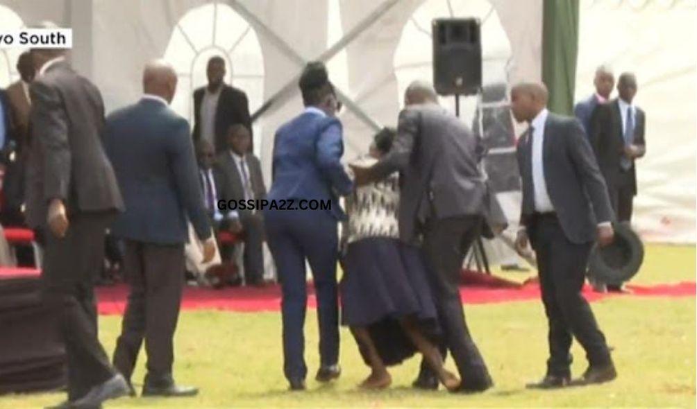 A sceengrab of woman who interrupted President William Ruto's speech