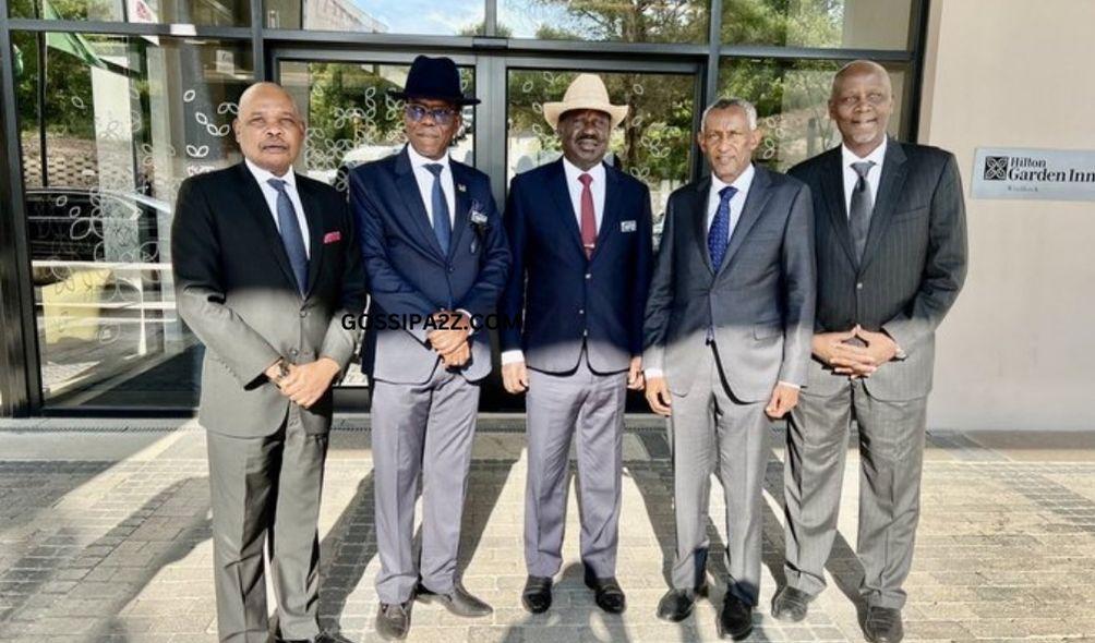 ODM Party leader Raila Odinga , Azimio spokesman Makau Mutua and other officials in Windhoek, Namibia on February 25, 2024.