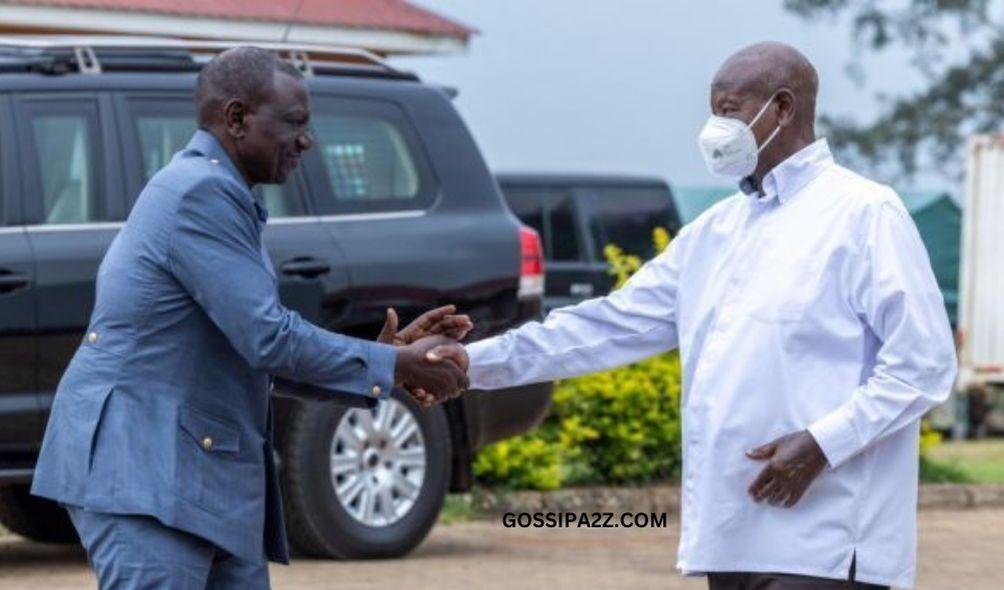 President William Ruto and his Ugandan counterpart Yoweri Museveni at a meeting on February 26, 2024.