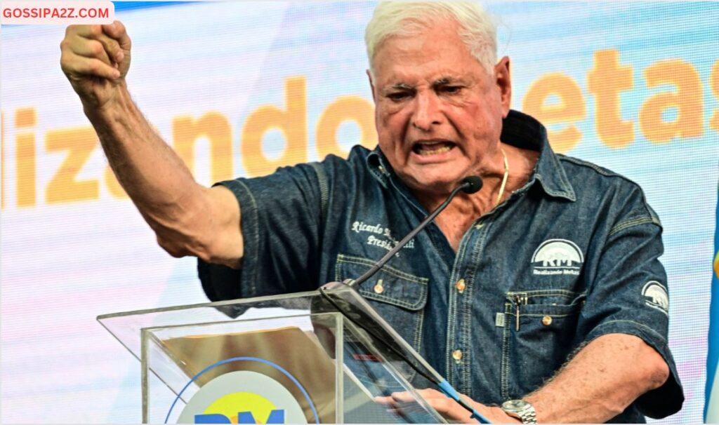 Former Panamanian President Ricardo Martinelli at a political rally in Panama City on February 3, 2024.