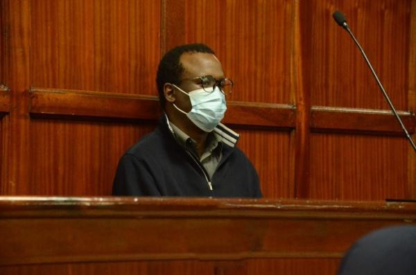 Murder suspect Kevin Kang'ethe at the Milimani Law Courts