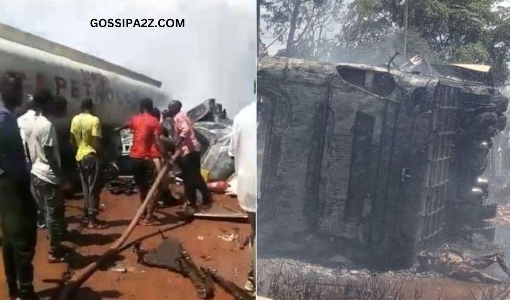 Wreckage from a Mombasa-bound bus and an oil tanker in Busia.