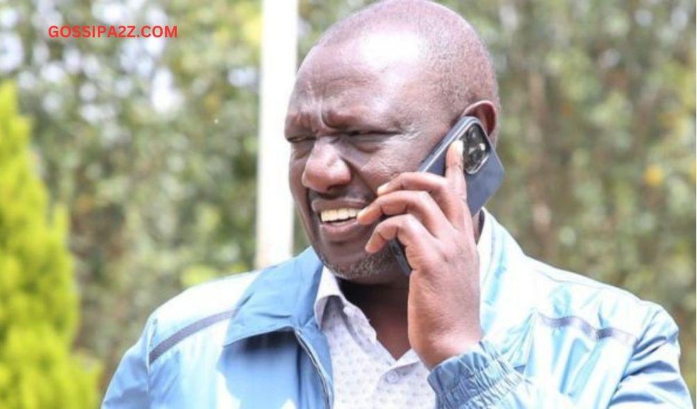 President William Ruto making a phone call.