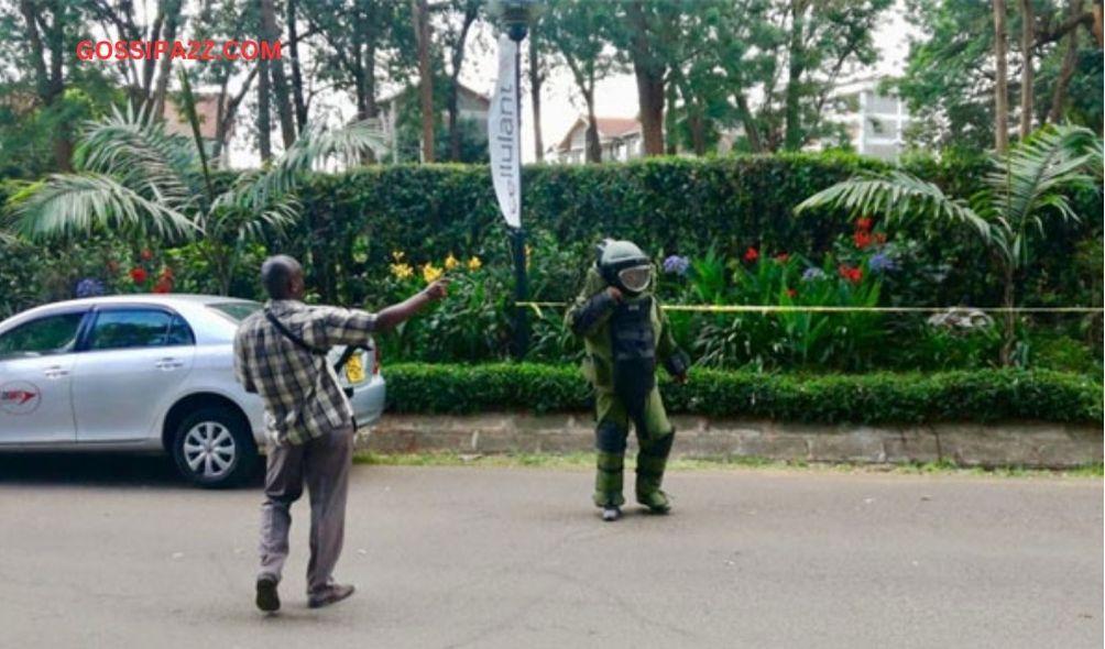 A bomb disposal expert in action during a previous bomb scare at an Ambassador's residence