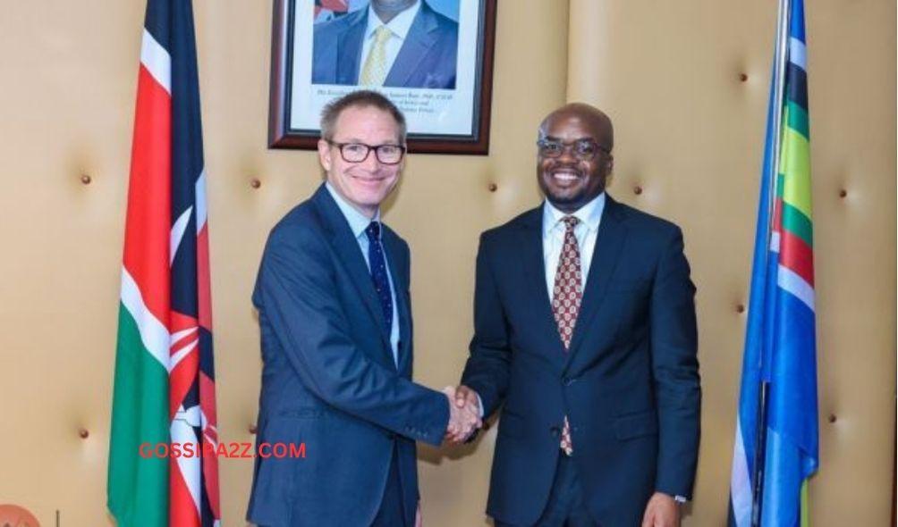 British High Commissioner to Kenya, Neil Wigan and Principal Secretary Dr. Raymond Omollo of the State Department for Internal Security and National Administration during the review of the Security Pact in Nairobi on March 11