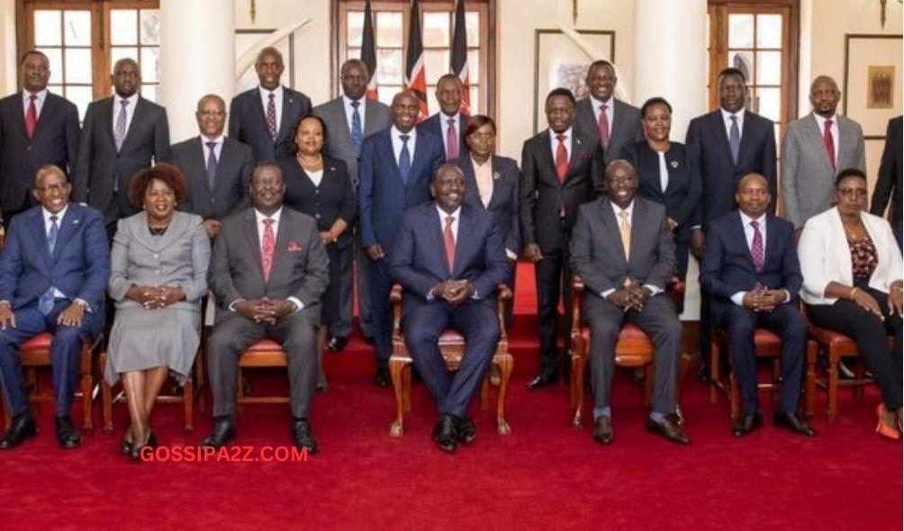 President William Ruto and Deputy President Rigathi Gachagua alongside CSs at State House in Nairobi County on October 27, 2022.