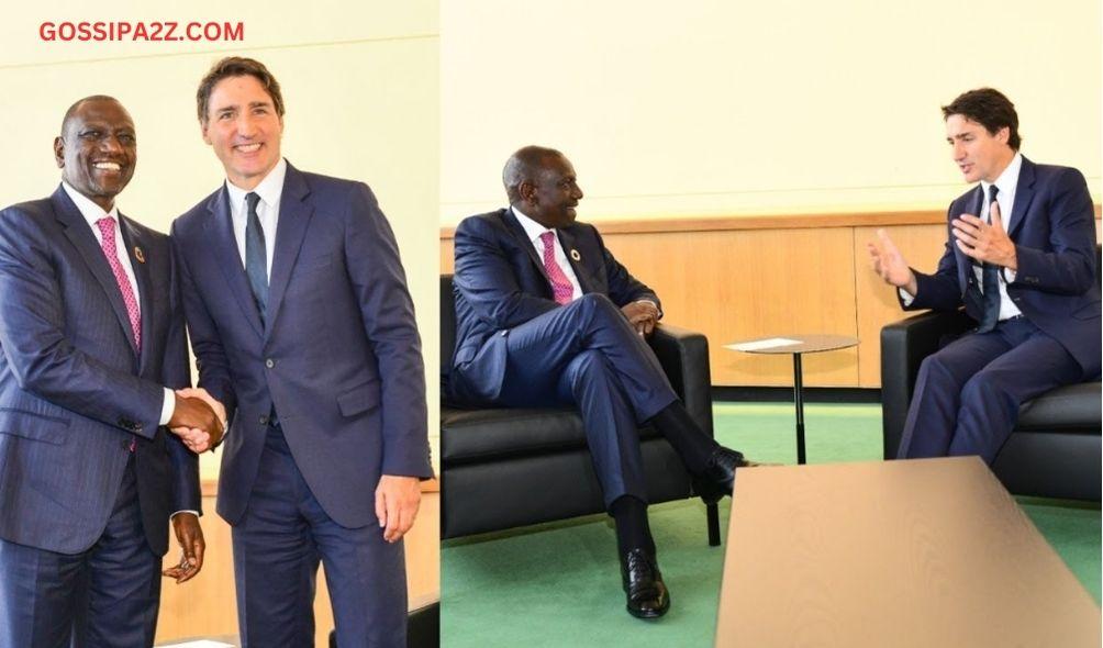 President William Ruto (left) discussing with Canada's Justin Trudeau.