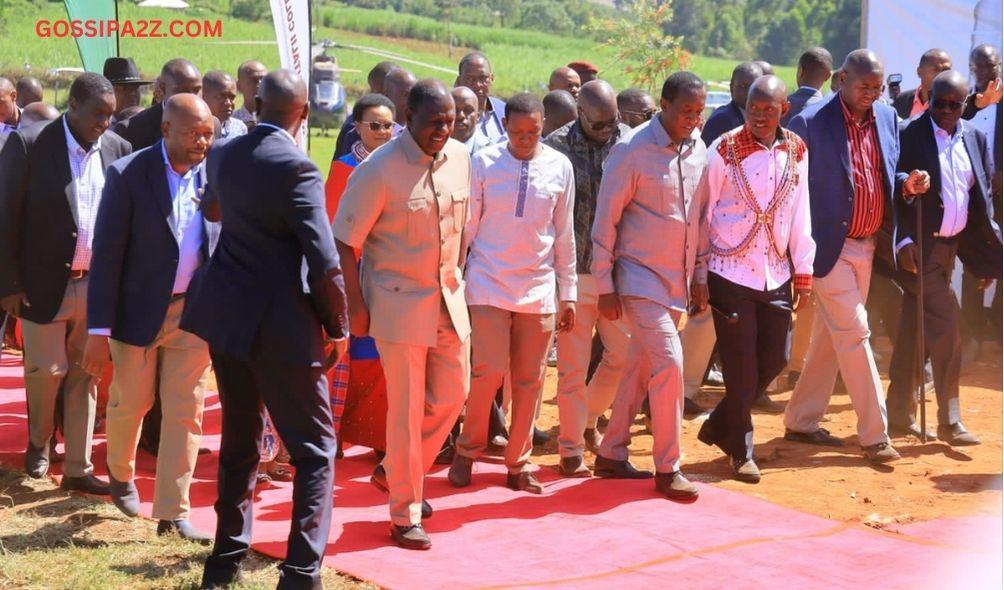 President Ruto arriving in Kilgoris, Narok County for a thanksgiving service accompanied by regional leaders