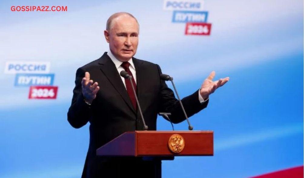 Vladimir Putin speaks at his election campaign headquarters in Moscow, March 17, 2024