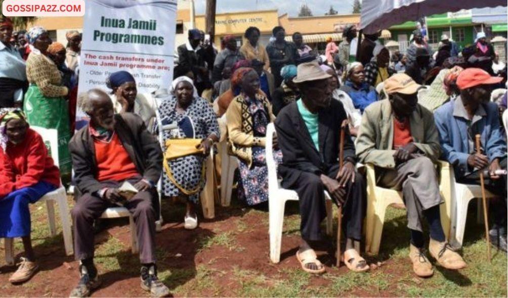 Elderly Kenyans awaiting Inua Jamii services in Kiambu County on April 14, 2018.