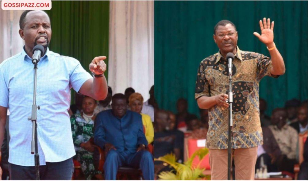 Supporters of Trans Nzoia Governor George Natembeya (left) and National Assembly Speaker Moses Wetang’ula clashed at a burial ceremony leading to chaos.