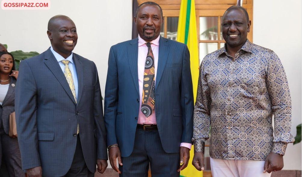 Deputy President Rigathi Gachagua(left) Kimani Ngunjiri(Centre) and President William Ruto(Right)