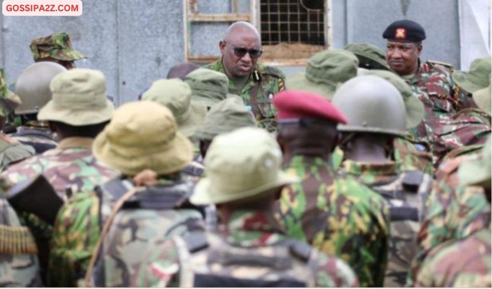 Inspector General of Police Japhet Koome addressing police officers on April 3, 2024.