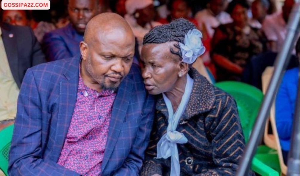 Moses Kuria and Pauline Njoroge (Mama Mboga) speak during a funeral on April 3