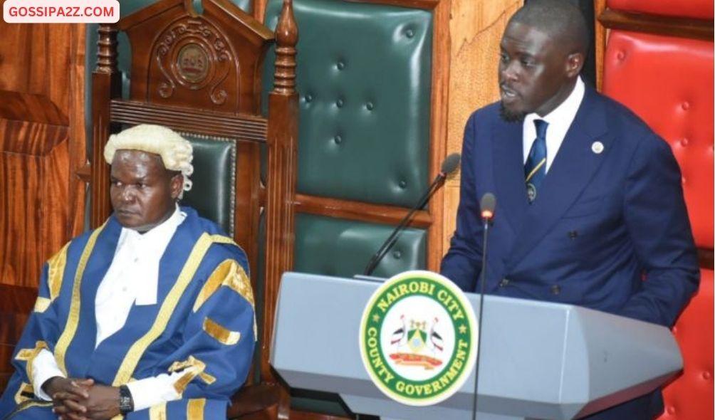 Governor Johnson Sakaja addressing the Nairobi County Assembly during the County Address, April 4.