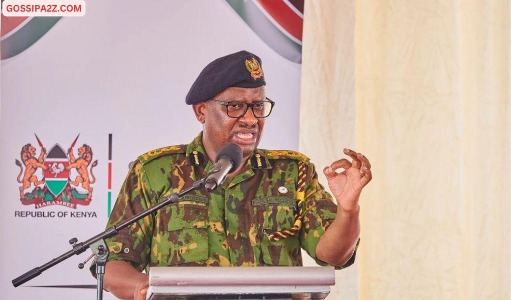 Inspector General of Police Japhet Koome speaks during the Coast Region Conference on Ending Illicit Brews and Drugs Abuse in Mombasa on February 26, 2024.