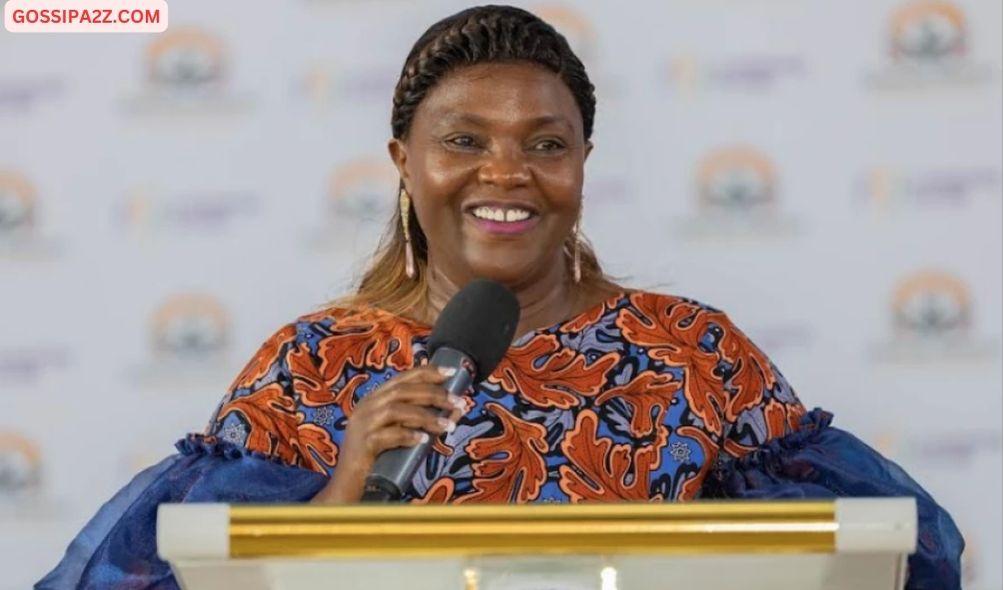 Pastor Dorcas Rigathi gives her address at the Full Gospel Church of Kenya in Kitale Town on March 20, 2024 where she held her first meeting in Trans Nzoia County.