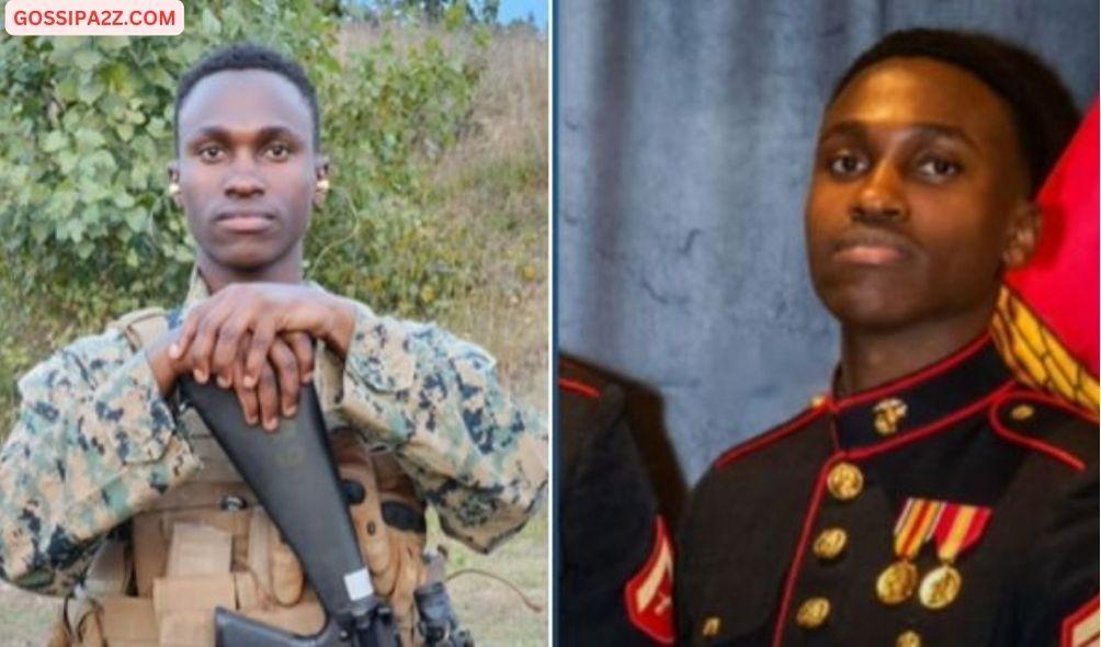 A collage of US Marine Samuel Muturi Wanjiru